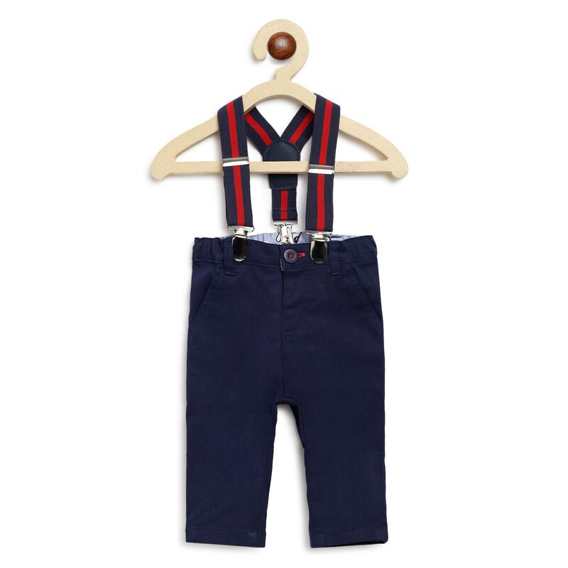 Boys Medium Blue Solid Long Trousers image number 0